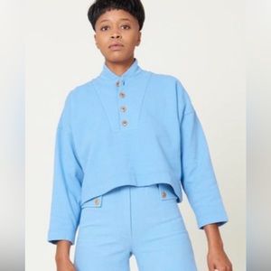 Ilana Kohn Ki Pullover Henley Sweatshirt Size Large